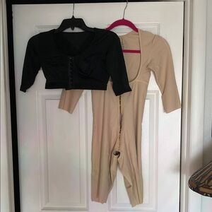 Elegant Black and Tan Women's Bodysuit Set